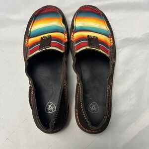 Ariat Chocolate Brown Serape Print Cruiser Slip On Loafers Casual Shoes Size 6.5